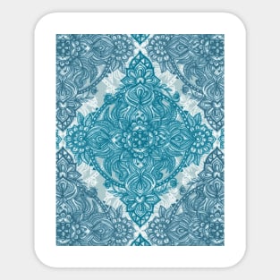 Teal & White Lace Pencil Doodle Sticker